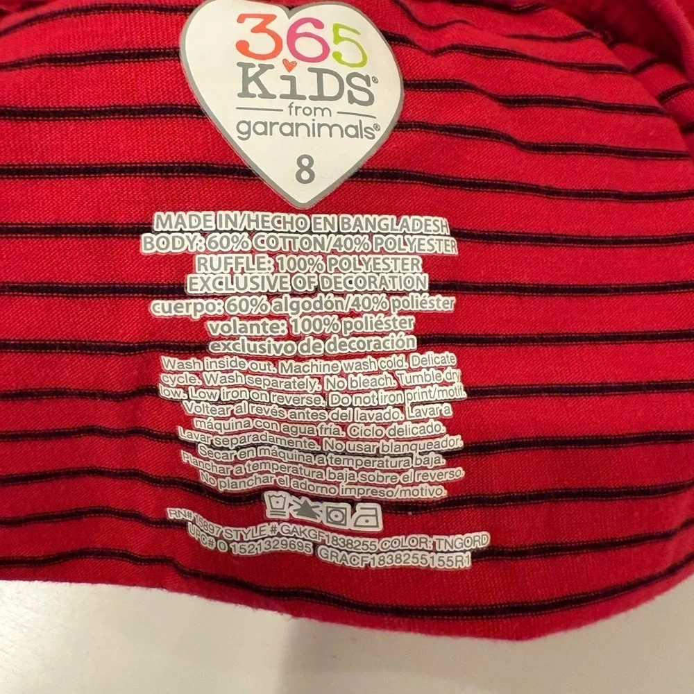 365 Kids from Garanimals Red Striped Long Sleeve Tutu Dress Girls Size 8
